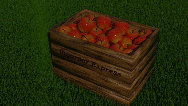 リンゴと木箱